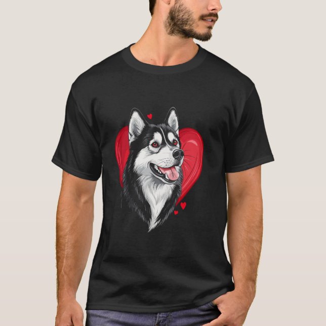 Camiseta Día de San Valentín Husky Siberiano Vector (Anverso)