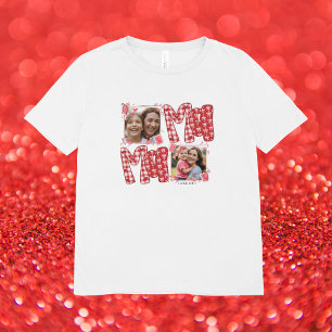 Camiseta Día de San Valentín Mamá y Niño Corazones de Cuadr
