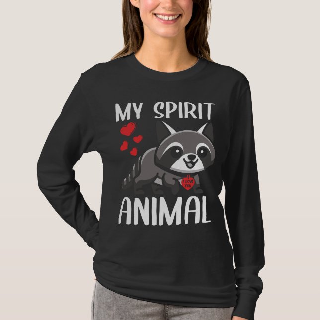 Camiseta Día de San Valentín Mi Espíritu Animal Raccoon Te  (Anverso)