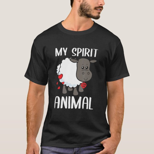 Camiseta Día de San Valentín Mi Espíritu Oveja Animal Te Am (Anverso)