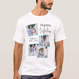 Camiseta Día de San Valentín Moderno Collage de 4 Fotos Fel
