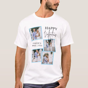 Camiseta Día de San Valentín Moderno Collage de 4 Fotos Fel