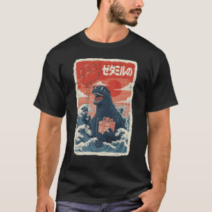 Camiseta Día de San Valentín Monstruo Marino Ola Japonesa H
