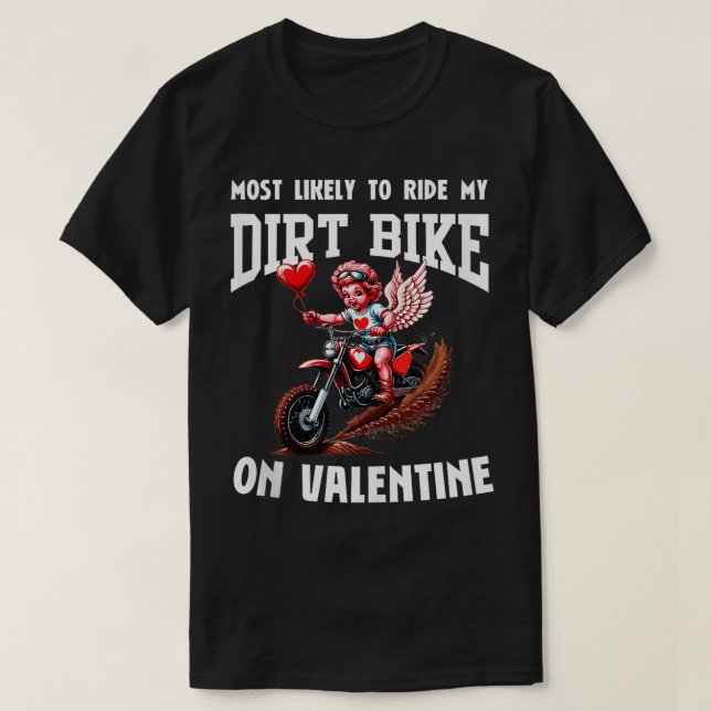 Camiseta Día de San Valentín Motocross Lovers Funny Cupid B (Diseño del anverso)