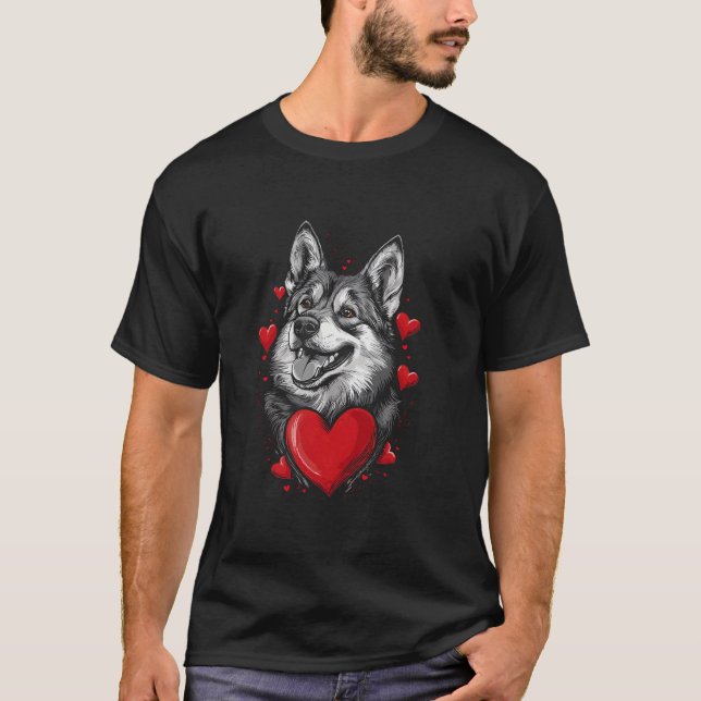 Camiseta Día de San Valentín Norwegian Elkhound (Anverso)