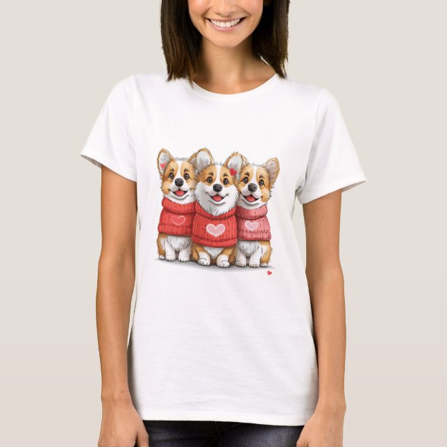 Camiseta Día de San Valentín Pembroke Welsh Corgi Dogs (Anverso)