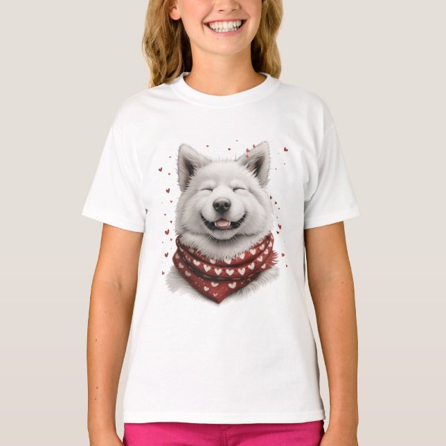 Camiseta Día de San Valentín Perro Samoyedo (Anverso)