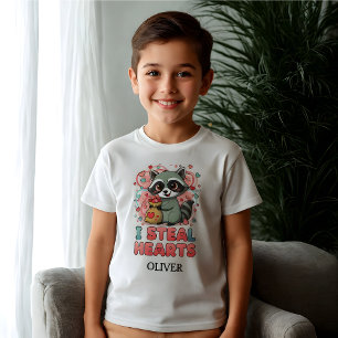 Camiseta Día de San Valentín Personalizado de Mapache Lindo