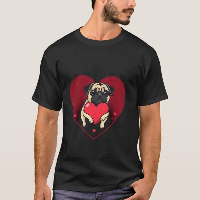 Camiseta Día de San Valentín Pug Corazón (Anverso)