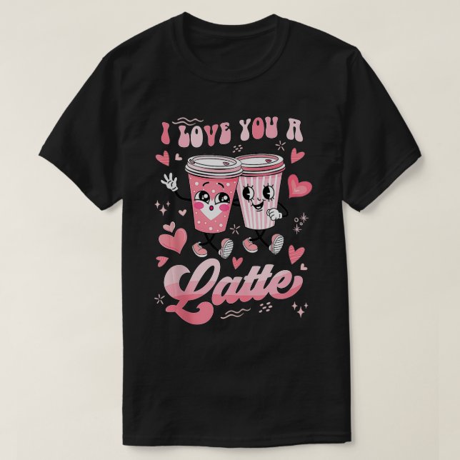 Camiseta Día de San Valentín Retro Café Lover Te Amo Mucho (Diseño del anverso)