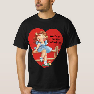 Camiseta Día de San Valentín Retro, Chica Vintage en una Va