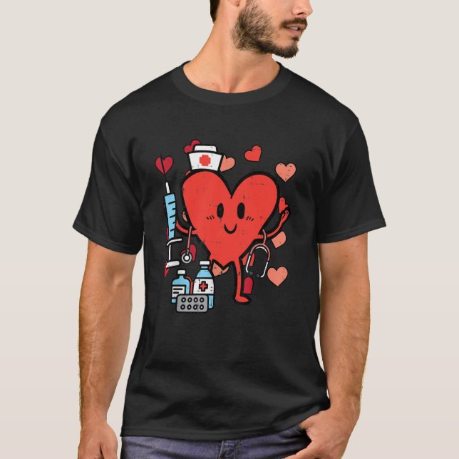 Camiseta Día de San Valentín Retro Enfermera Enfermería car (Anverso)