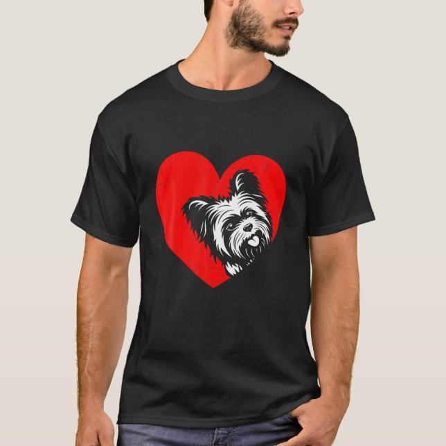 Camiseta Día de San Valentín Retro Heart Yorkshire Terrier  (Anverso)