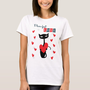 Camiseta Día de San Valentín Retro Mid Century Cat