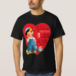 Camiseta Día de San Valentín Retro, Niño Antiguo Pescando C