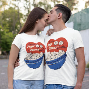 Camiseta Día de San Valentín retro, palomitas de maíz y pre