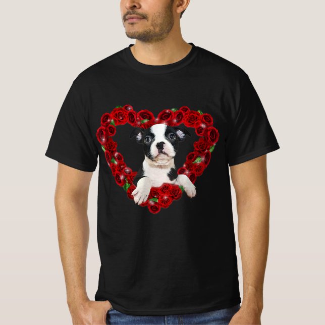 Camiseta Día de San Valentín Rosas del corazón de Boston da (Anverso)