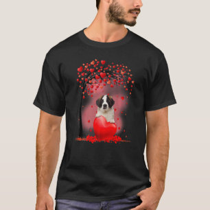 Camiseta Día de San Valentín Saint Bernard Tree Heart Puppy