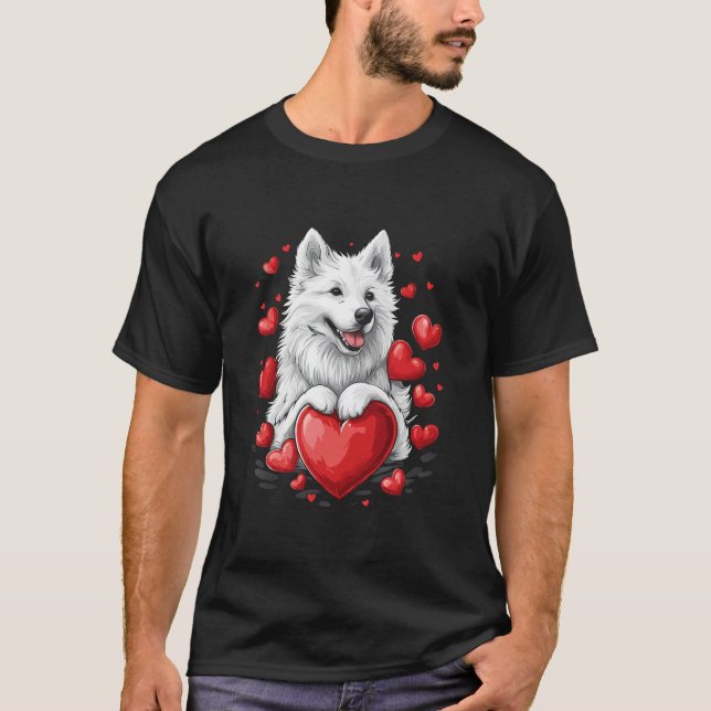 Camiseta Día de San Valentín Samoyed Perro Corazón  1 (Anverso)