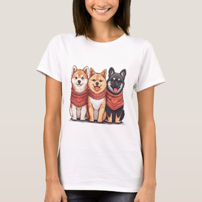 Camiseta Día de San Valentín Shiba Inu Dogs (Anverso)