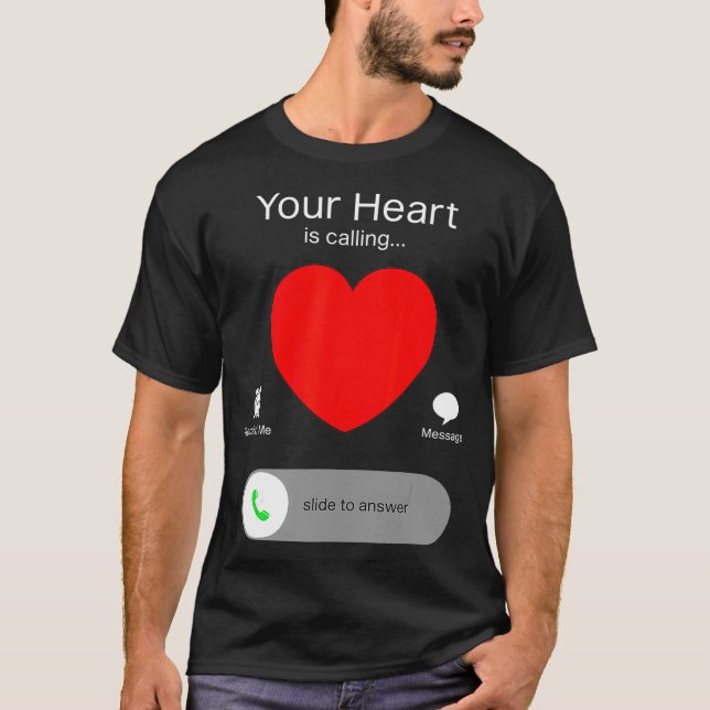 Camiseta Día de San Valentín, su corazón llama (Anverso)