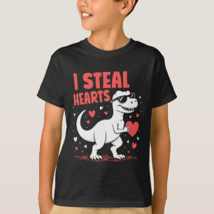 Camiseta Día de San Valentín T-rex I Steed Hearts Dinosaur