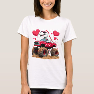 Camiseta Día de San Valentín T Rex Monster Truck Divertido