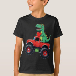 Camiseta Día de San Valentín T Rex Riding Monster Truck Tod