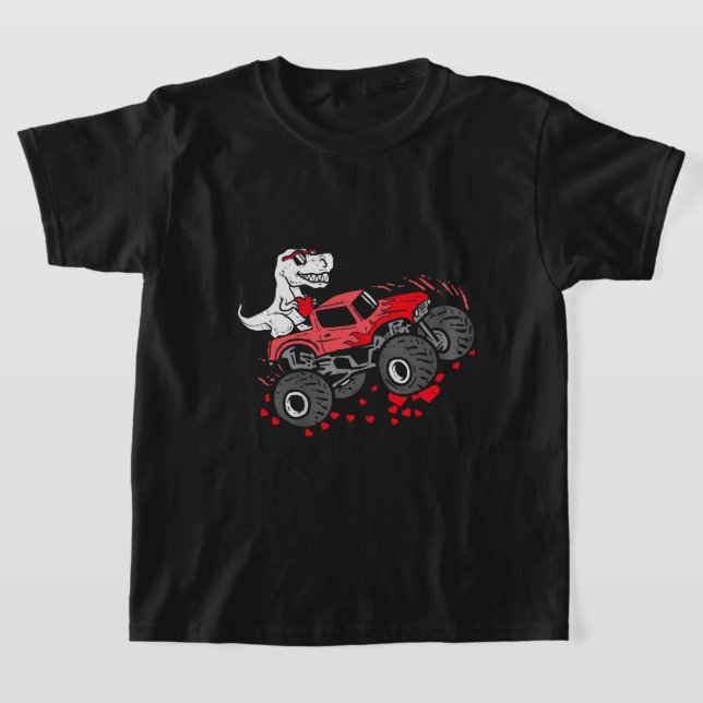 Camiseta Día de San Valentín T Rex Riding Monster Truck Tod (Distribución)