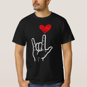 Camiseta Día de San Valentín Te Amo Rótulo de mano de coraz