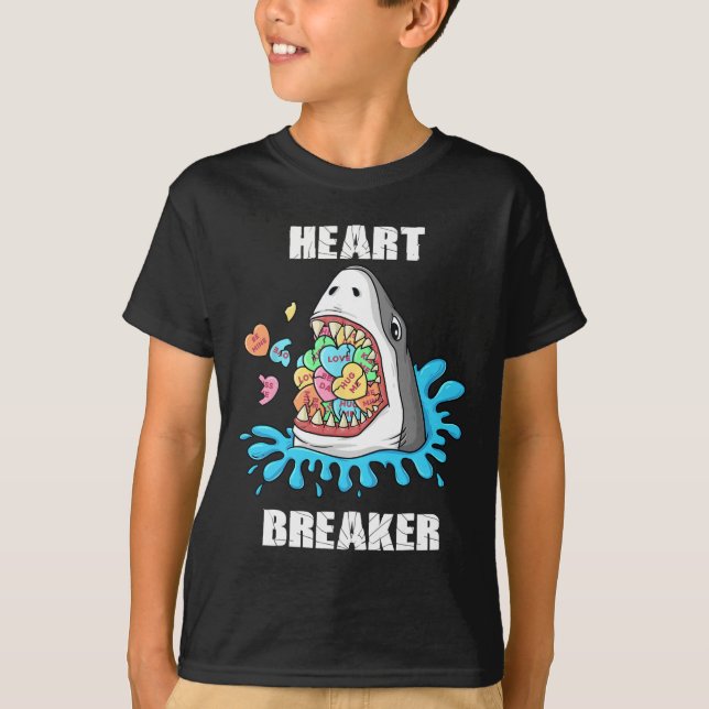 Camiseta Día de San Valentín Tiburón Rompe Corazones Divers (Anverso)