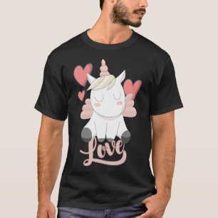 Camiseta Día de San Valentín unicornio del corazón del amor
