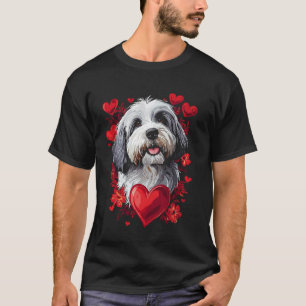 Camiseta Día de San Valentín Vector de Old English Sheepdog