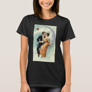 Camiseta Día de San Valentín Victoriano Antiguo Beso en la