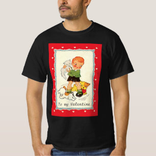 Camiseta Día de San Valentín Victoriano Antiguo Niño, Gato 