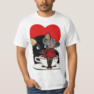 Camiseta Día de San Valentín vintage, corazón de taza de té