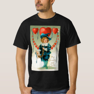 Camiseta Día de San Valentín Vintage, niño victoriano con c