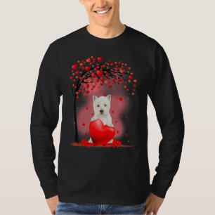 Camiseta Día de San Valentín Westie Árbol Corazón Cachorro 