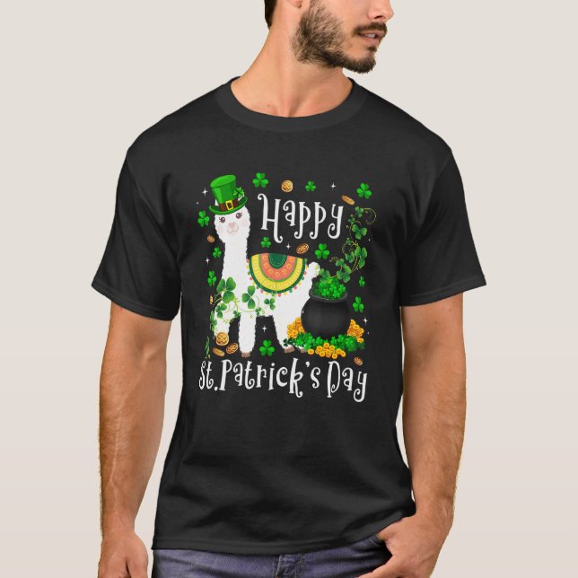 Camiseta Día de Santa Patrona Irlandés Llama Leprechaun (Anverso)