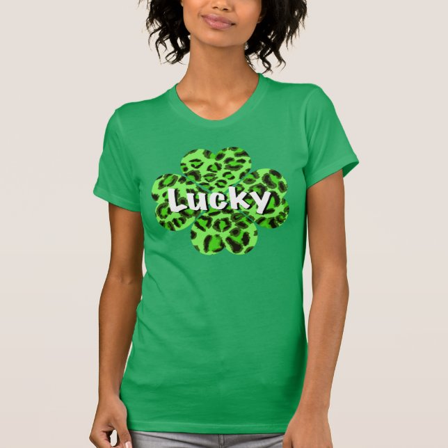 Camiseta Día de Santa Patty Chambroca leopardo verde chita (Anverso)