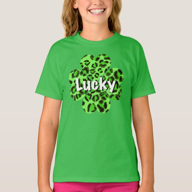 Camiseta Día de Santa Patty Chambroca leopardo verde chita (Anverso)