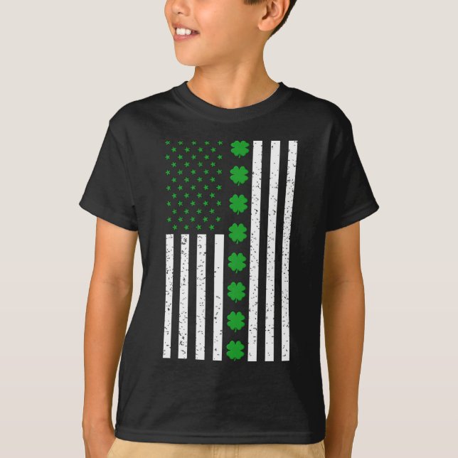 Camiseta Día de Santo Domingo Bandera Americana Irlandesa (Anverso)