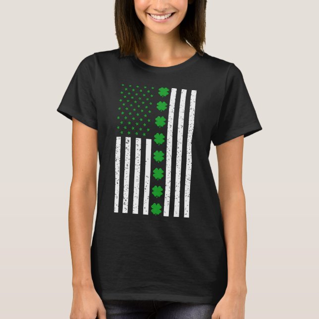 Camiseta Día de Santo Domingo Bandera Americana Irlandesa (Anverso)