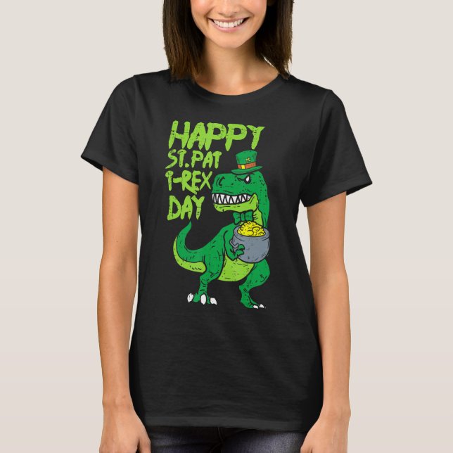 Camiseta Día de St Pat Trex Diversos Patrones Día Dinosauri (Anverso)