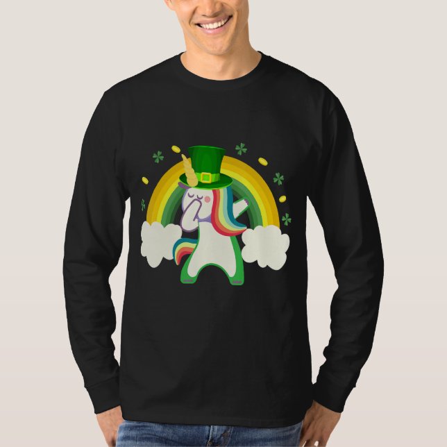 Camiseta Día De Sta Patrocinadores Dabbing Rainbow Unicorn  (Anverso)