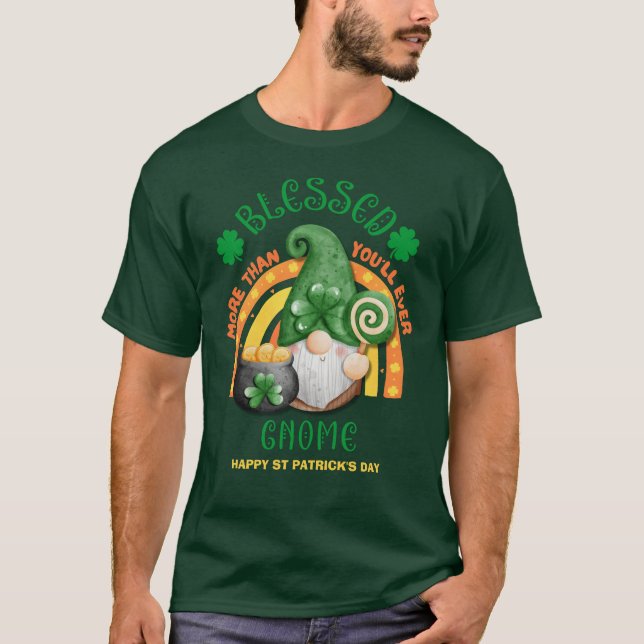 Camiseta Día de Sta Patrocinadores Gnome Verde Irlandés (Anverso)