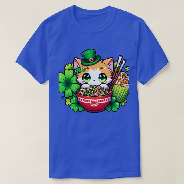 Camiseta Día de Sta Patrones Irlandés Ramen Kittens para Mu (Diseño del anverso)