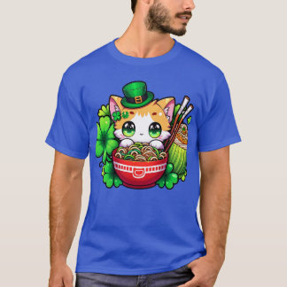 Camiseta Día de Sta Patrones Irlandés Ramen Kittens para Mu