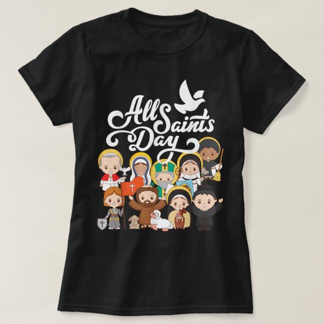 Camiseta Día de Todos los Santos Niños Católicos San Franci (Diseño del anverso)