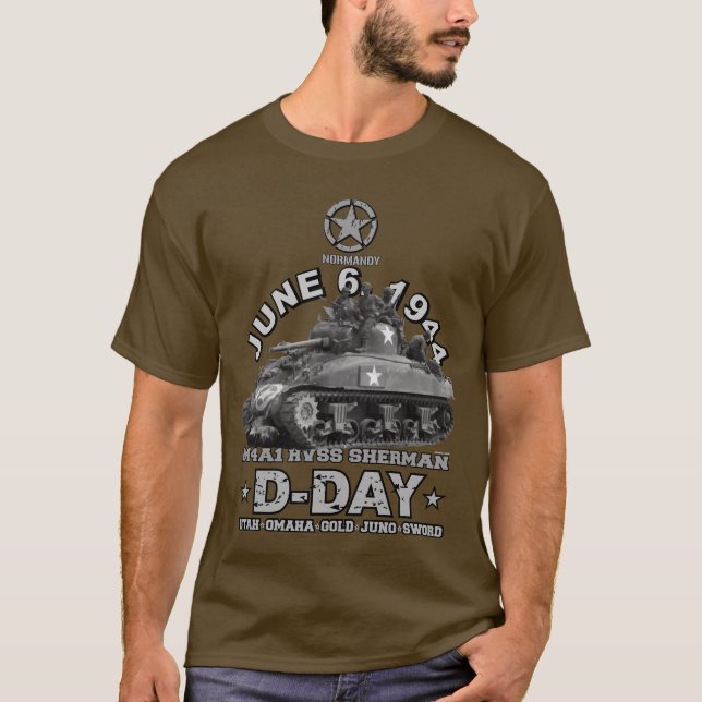 Camiseta Día de veteranos del Día D HVSS Sherman (Anverso)